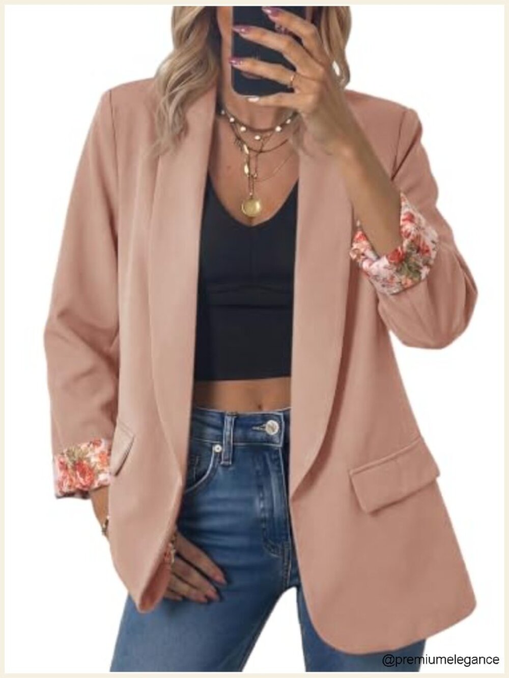 Women's Long Sleeve Blazer with Leopard Print Lining, Shawl Collar, Work Office